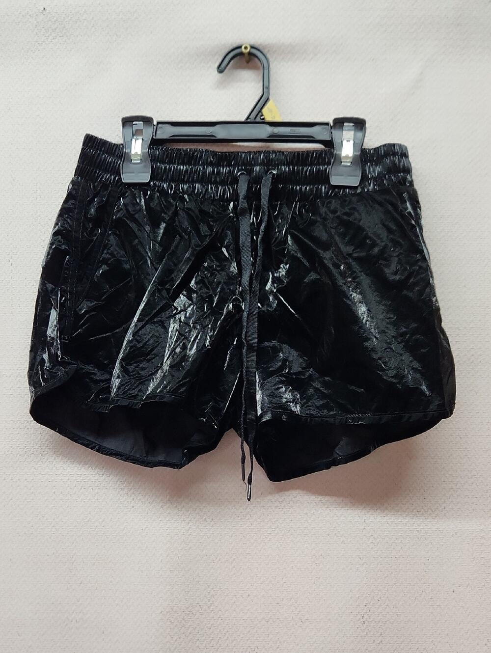 ZYIA Black Velvet Athletic Drawstring Shorts